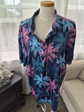 Men's Greenside Golf Polo XXL Colorful Tropical Print Poly Lightweight Summer